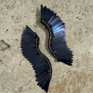 Blue Black Madeline Angel Wing Earrings